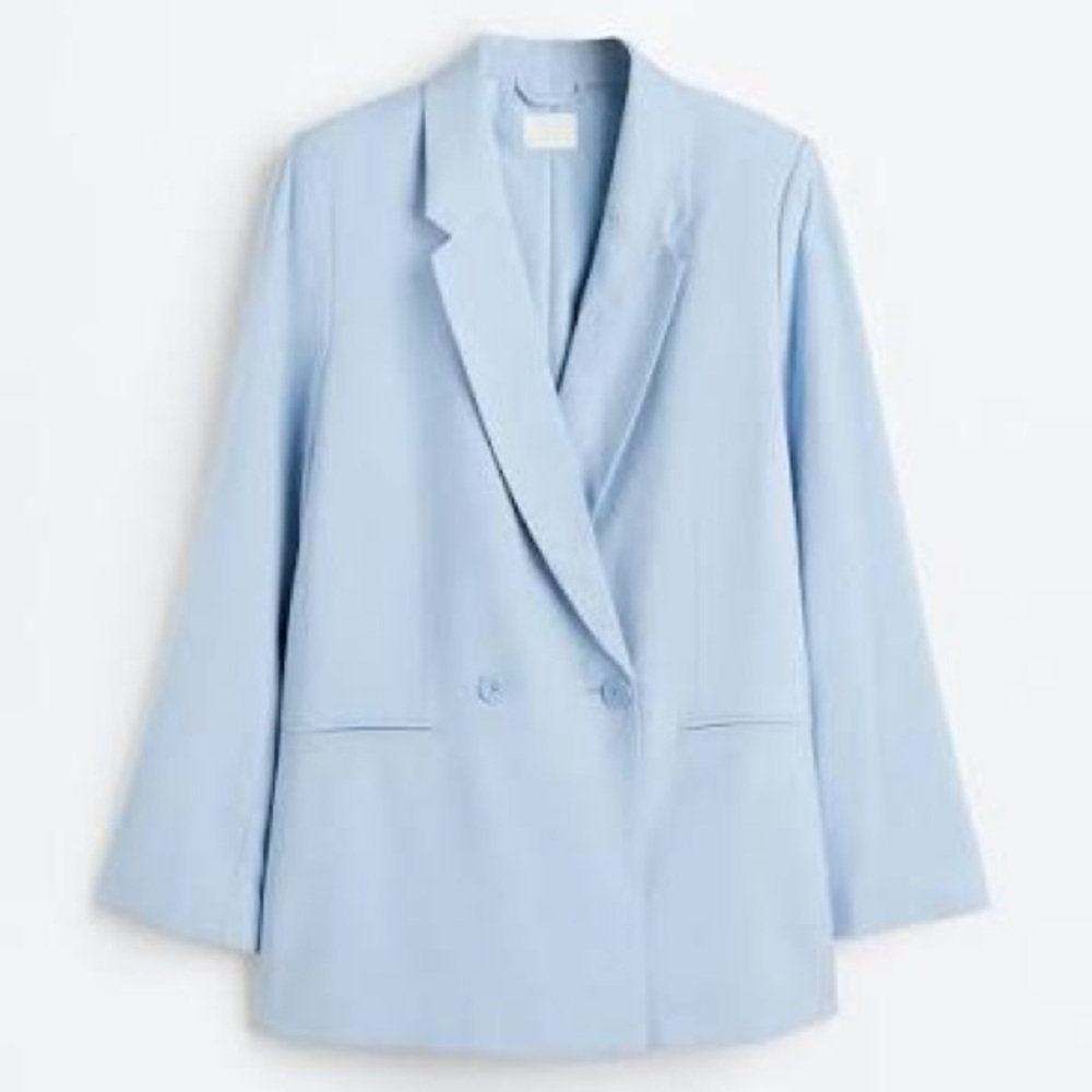 H&M Light Blue Double-Breasted Blazer